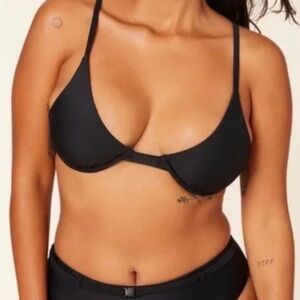 Andie Sicily Black Underwire Women's Bikini Top sz Large NWT